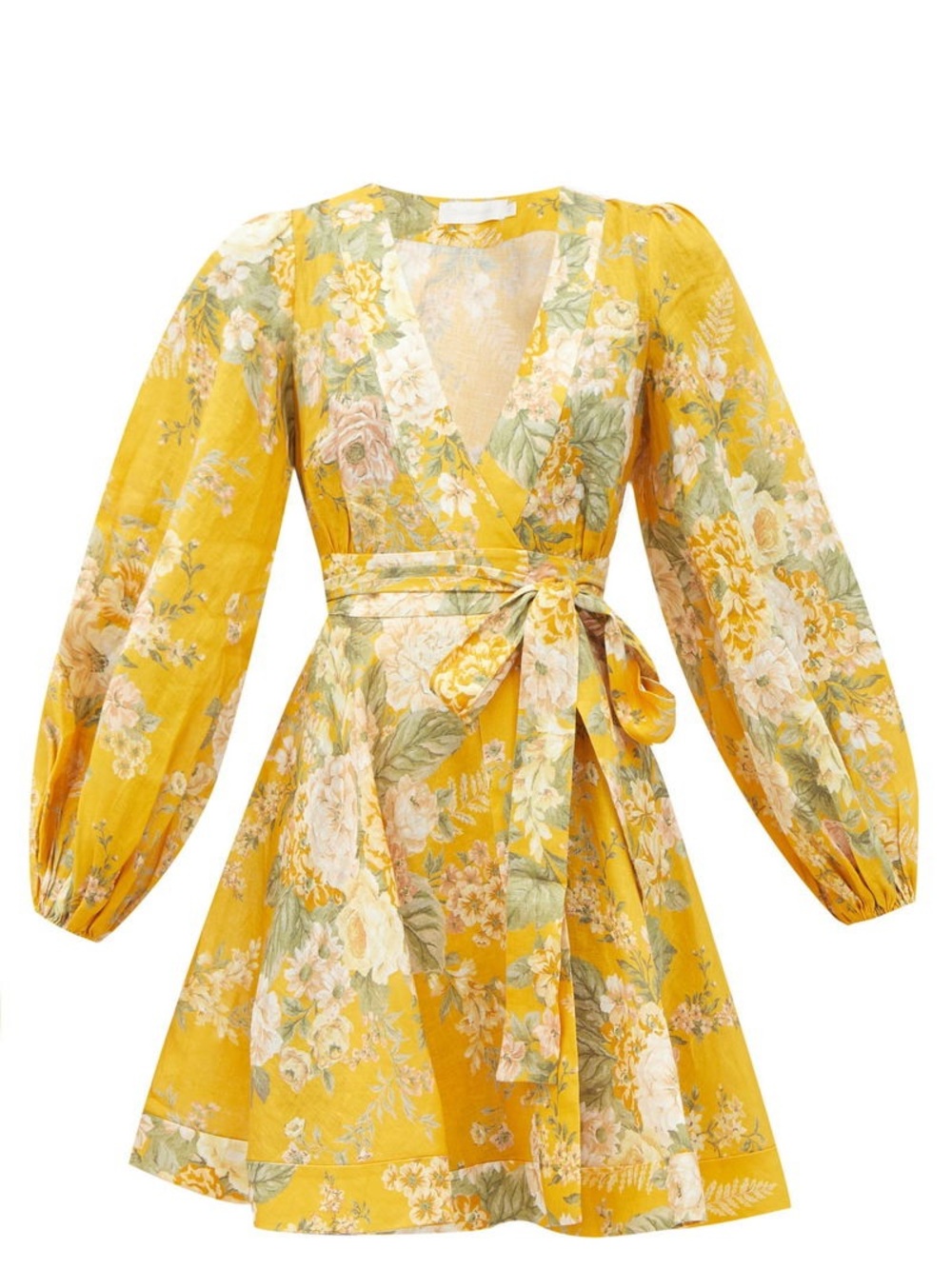 Zimmermann Amelie Short Linen Wrap Dress